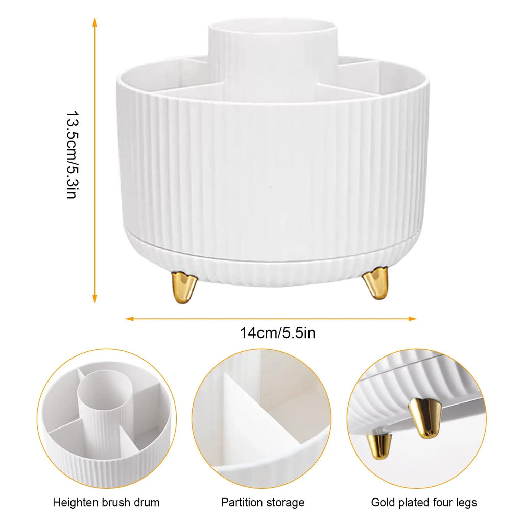 Stylish 5 Slot Makeup Brush Holder Organizer 360° Rotating Makeup Brush Organizer for Dresser Desktop Bathroom Office Storage - My Store