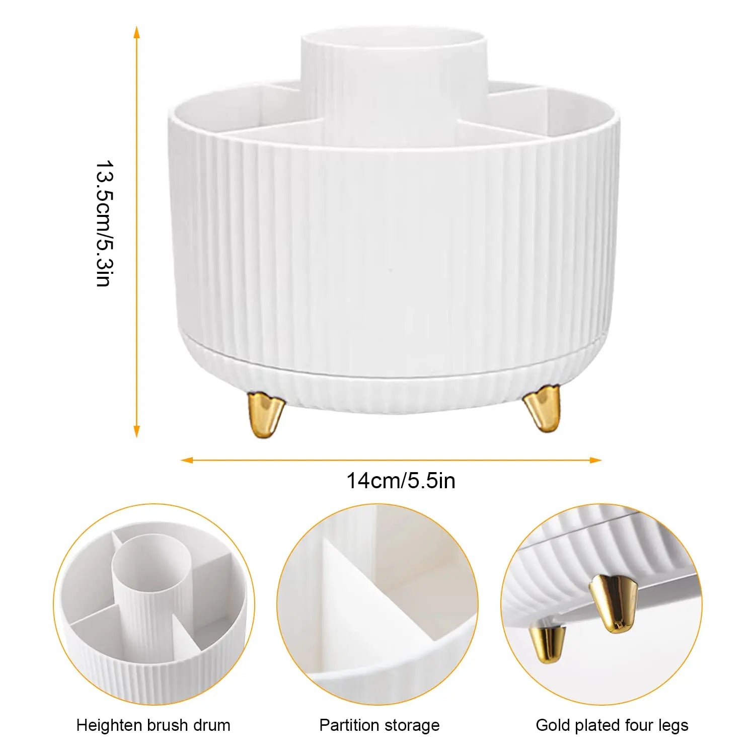 Stylish 5 Slot Makeup Brush Holder Organizer 360° Rotating Makeup Brush Organizer for Dresser Desktop Bathroom Office Storage - My Store