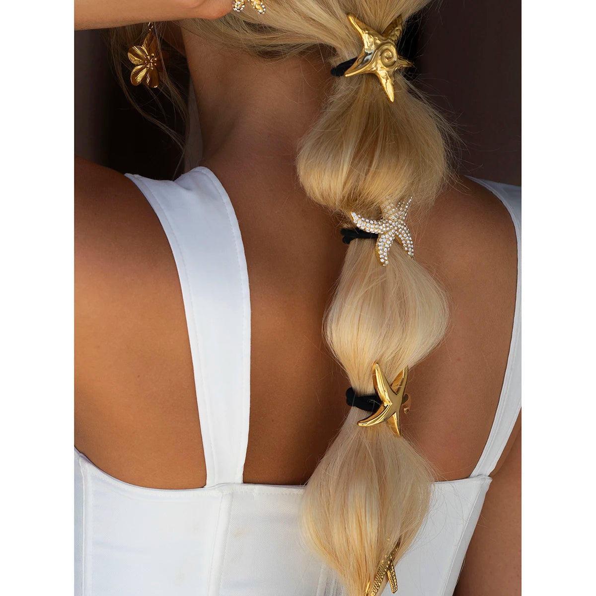 Uworld Starfish Hair Accessories 18K Gold Color Waterproof Stainless Steel Hairpin Headband 2024 Hair Accessories Fashion Jewelr