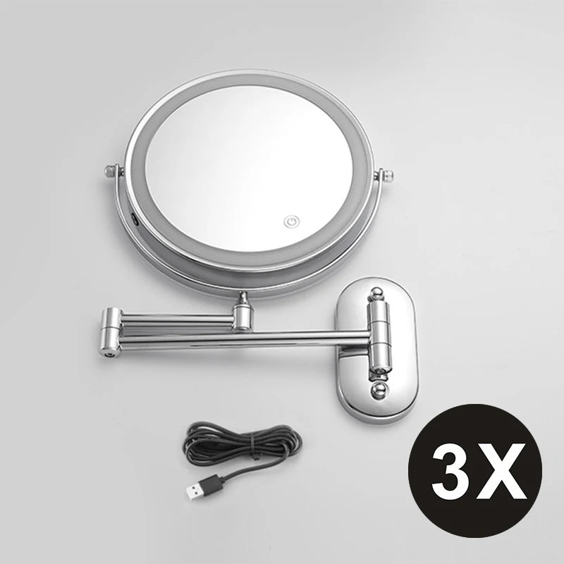 8 Inch Makeup Mirror Golden 3x/5x/7x/10x Magnifying Double Side USB Charging Bathroom 3 Color Light Smart Cosmetic Mirrors