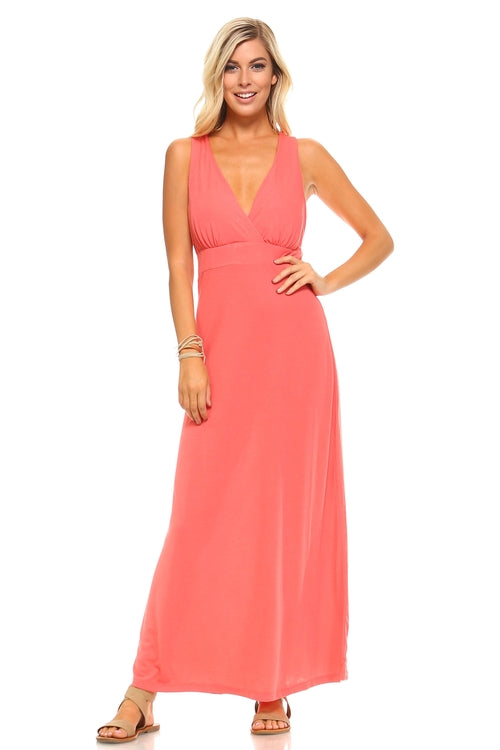 Women's Halter Maxi Dress with Cross Back Straps - My Store