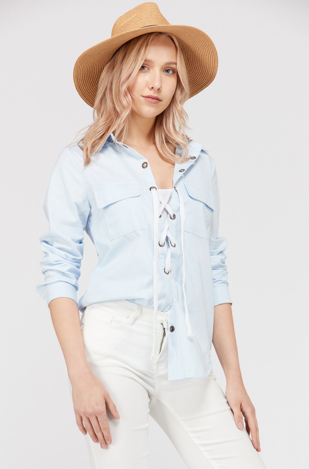 Women's Lace Up Blouse Top - My Store