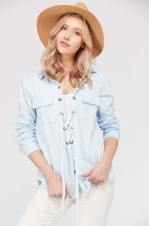 Women's Lace Up Blouse Top - My Store