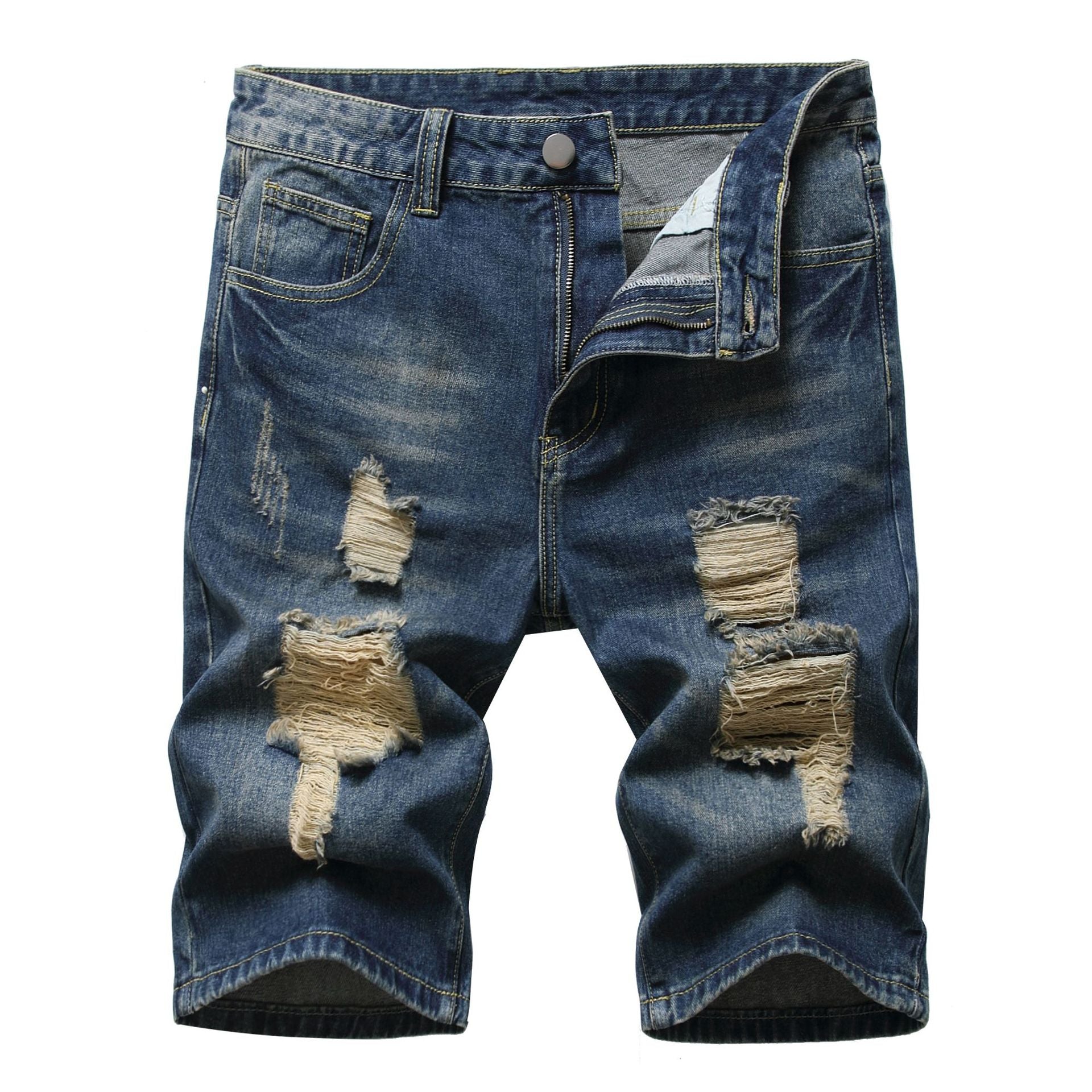 High Quality Ripped Denim Short Jean Men's Shorts Man Jeans Shorts