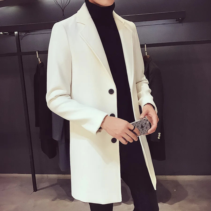 Long Winter Plus Size Men's Coats Hip Hop Men Plain Loose Slim Fit Comfortable Stylish Coat Trench Coat
