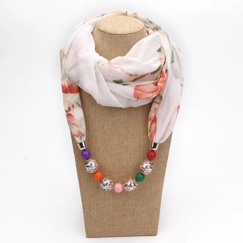 YLWHJJ Multi-Style Decorative Jewelry Necklace Resin Beads Pendant Scarf Women Foulard Femme Head Scarves Hijab Scarfs
