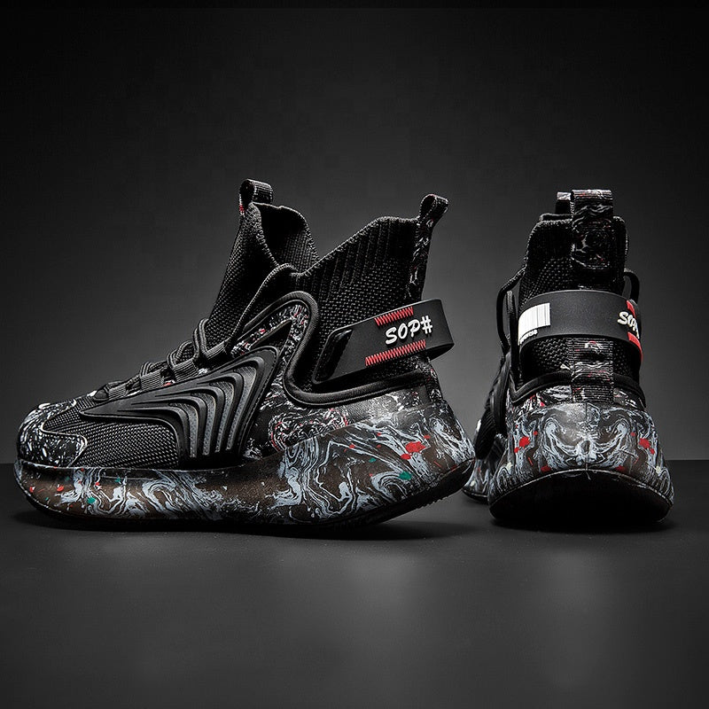 Chunky Gym High Top Men's Court Sneakers Winter Walking Mesh Male Fashionable Big Camouflage Casual Platform Mens Sneaker
