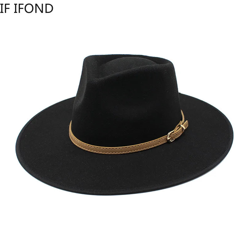 Women Hats Khaki Camel  Wide Brim Felt Fedoras Hats Wool Vintage Dress Formal Church Hat Fashionable Jazz Hats