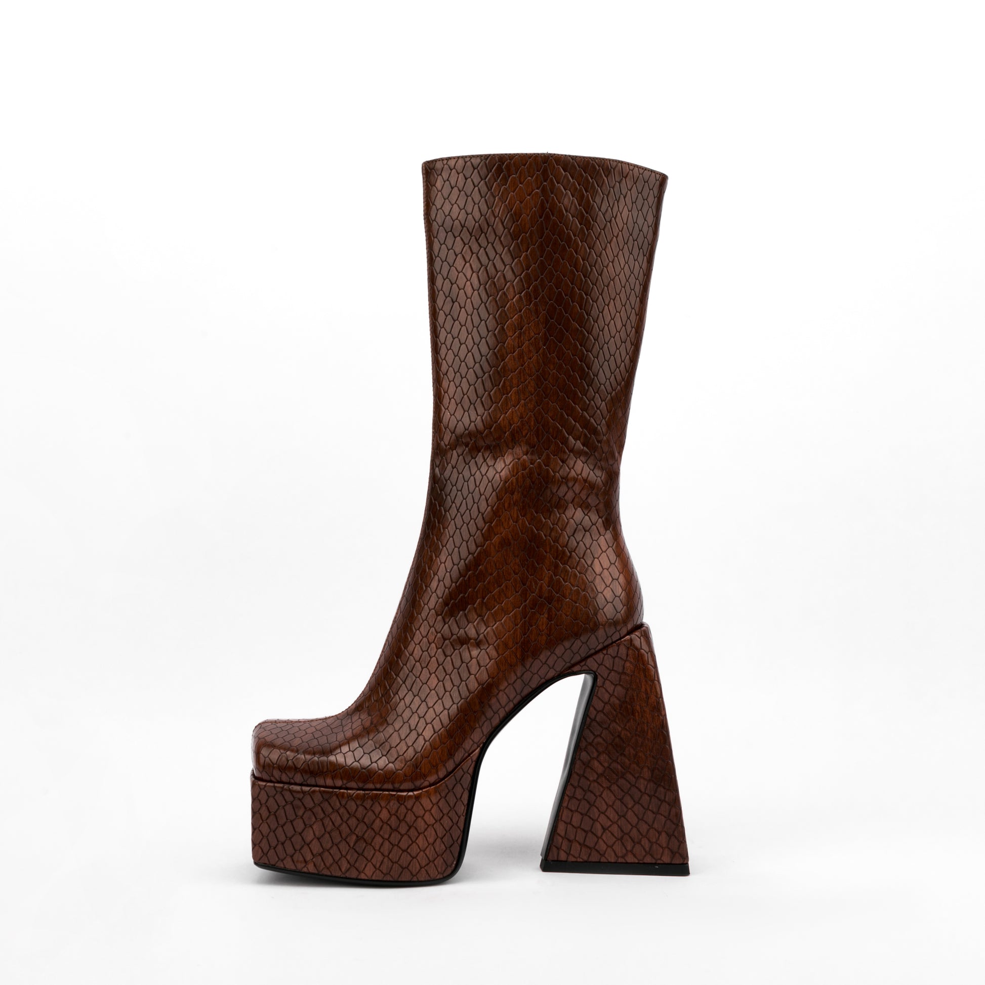 Women Boots High Heels Chunky Platform Big Size 45 Spring Autumn Winter Knee High Boots Zipper Martin Boot Party Shoes
