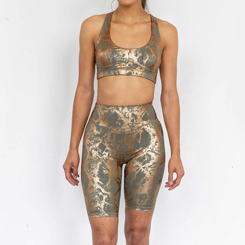 2022 Women Activewear Two Piece Set Leopard Yoga Legging Sets Snakeskin Clothing Workout Gym Fitness Sets for Women