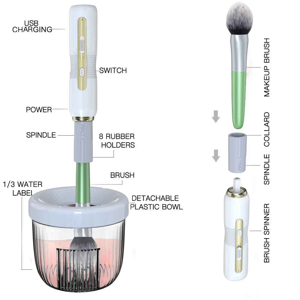 Automatic Electric Makeup Brush Cleaner Dryer and Makeup Brush Cleaner Machine With 8 Rubber Collars - My Store