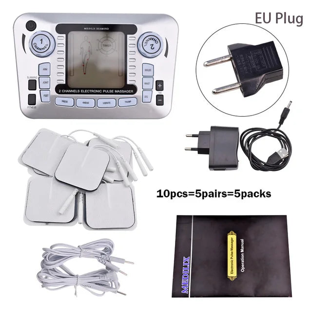 Electric Pulse Massager Tens EMS Muscle Stimulator 12Modes Digital Therapy Machine Massager Pain Relief Tool Health Care Machine