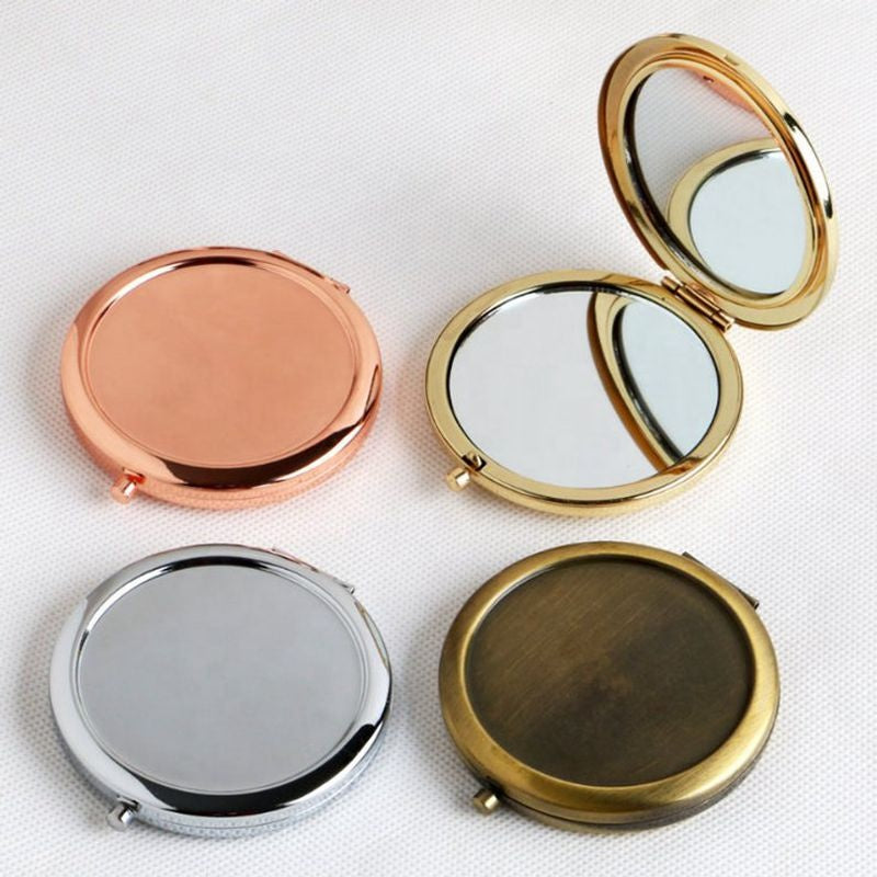 Wholesale 70mm Sublimation Blank Compact Pocket Mirrors Cosmetic Make Up Small Hand Round Mirror