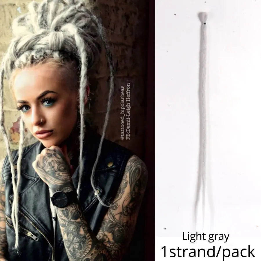 5 Strands Reggae Synthetic 20 36inch Handmade Dreadlocks Hair Extensions Faux Locks Crochet Hair Braid Hairpiece for Women/Men