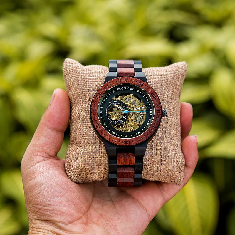 Mechanical Automatic Watches Fashion Luxury Wood Art Design Unique Design Material Traceability Watches Casual Waterproof Watch