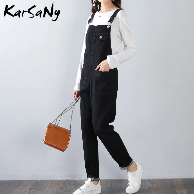 KarSaNy Denim Overalls Jeans Women Jumpsuit Mom Denim Jeans Woman Casual Blue Jean Overalls for Women Elegant Autumn