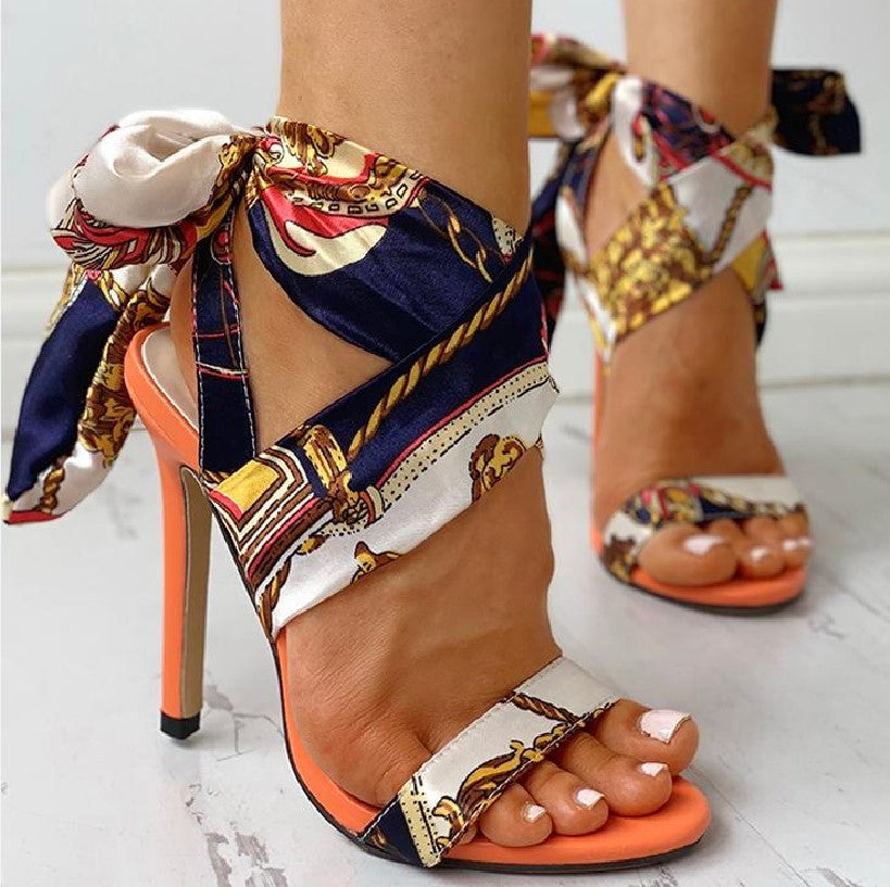 Custom LOGO Drop Shipping Woman's Summer High Heel Sandals Girl High Heel Slippers High Heels for Women