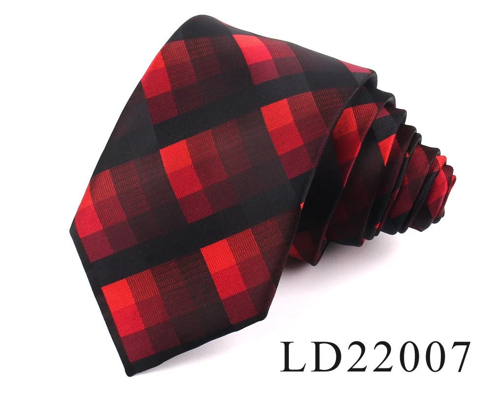 Italian Silk Tie Checked Plaid Pleated Neck Ties for Men Business 7CM Polyester Ties Business