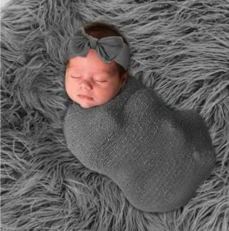 3PCS Newborn Baby Photography Props Baby Blanket Posing Headband Blanket for Photo New Born Baby Gift Set