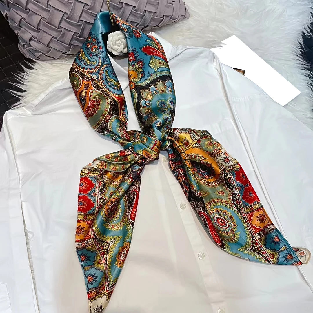 BYSIFA| Blue Red 100% Natural Silk Scarf Hijab Women Fashion Brand Large Square Scarves Shawls Autumn Winter Paisley Scarves