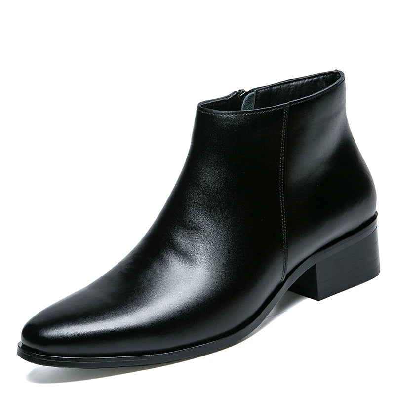 New Italian Genuine Leather Men Boots Business Winter / Spring Zipper / Lace-Up British High Boot Mens Cowhide Pointy Boots