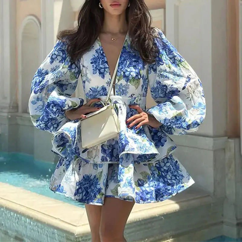 New Womens Dresses Casual Dresses Long Sleeves Slim Temperament Printing Women Clothes Dress