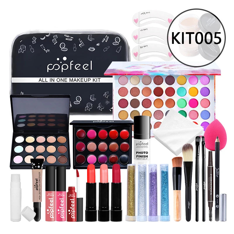 20 Styles Makeup Set Eyeshadow Lipstick Eyebrow Pencil Lip Gloss Makeup Brush Powder Nail Polish With Makeup Bag Cosmetics Kit - My Store