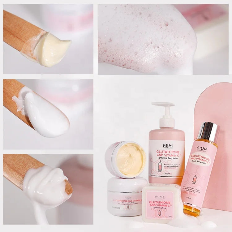 Private Label Luxury Organic Vitamin C Body Lotion Care Products Whitening Face Cream Skin Care Set