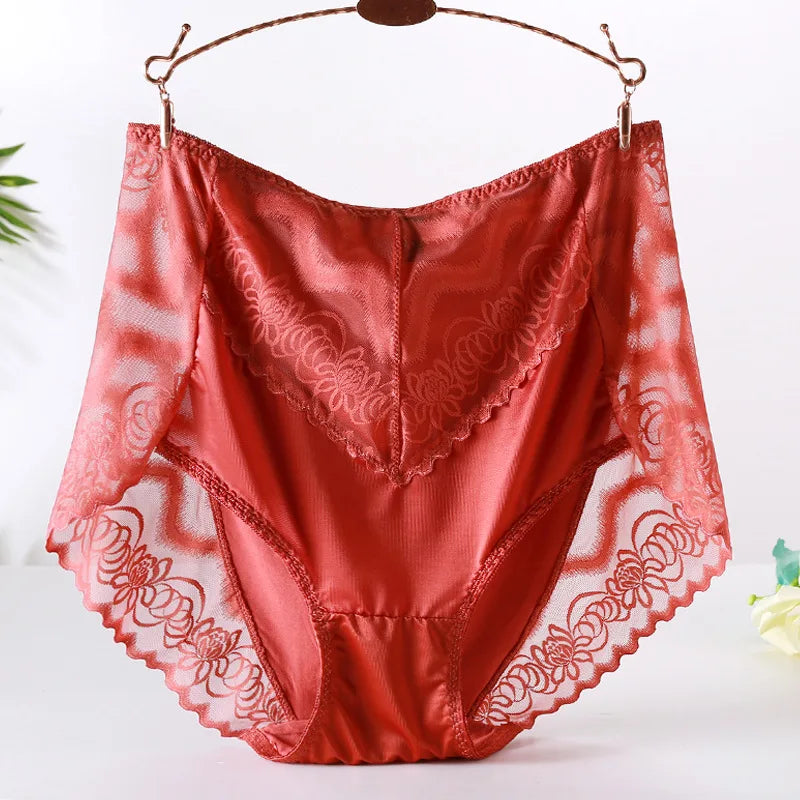 Large Size Women's Underwear Sexy Thin Transparent Lace Modal Underwear High Waist Large Size Underwear