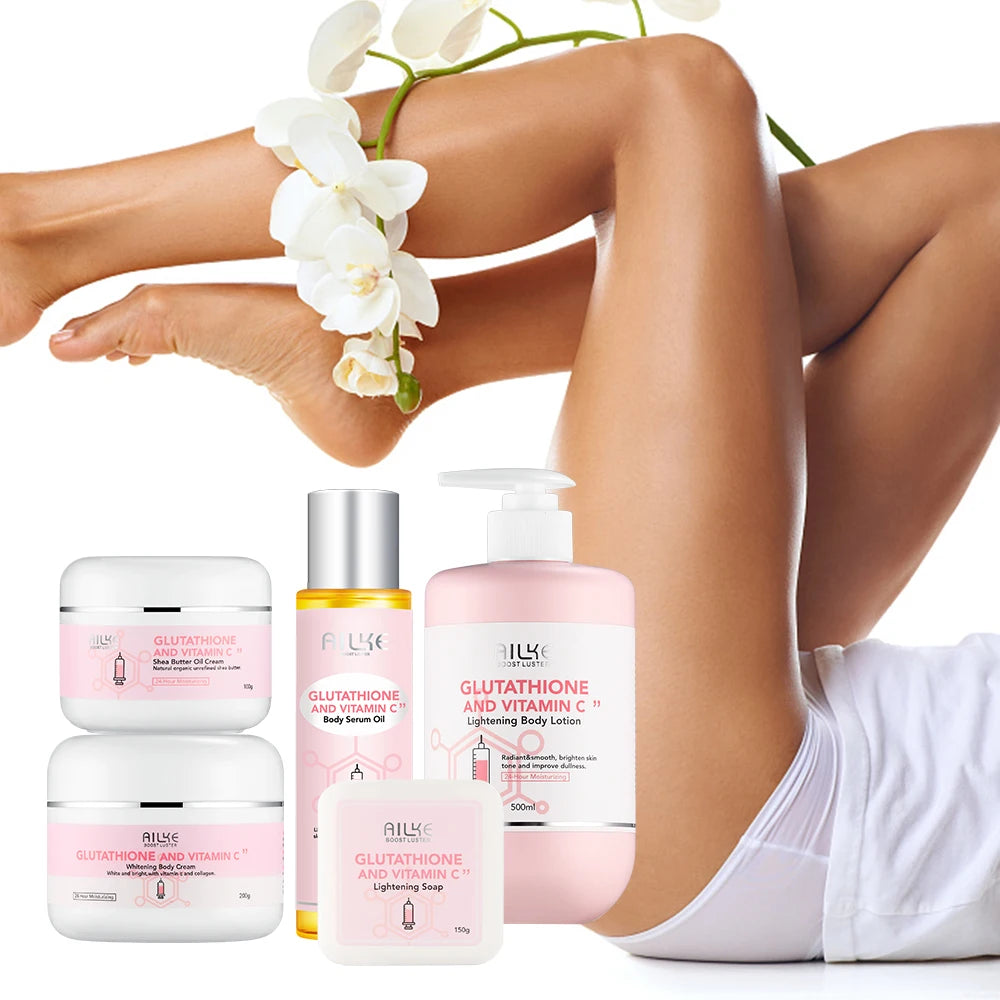 Private Label Face Body Care Moisturizer Whitening Cream Serum Lotion Soap Black Skin Women Skin Care Products Set Kit