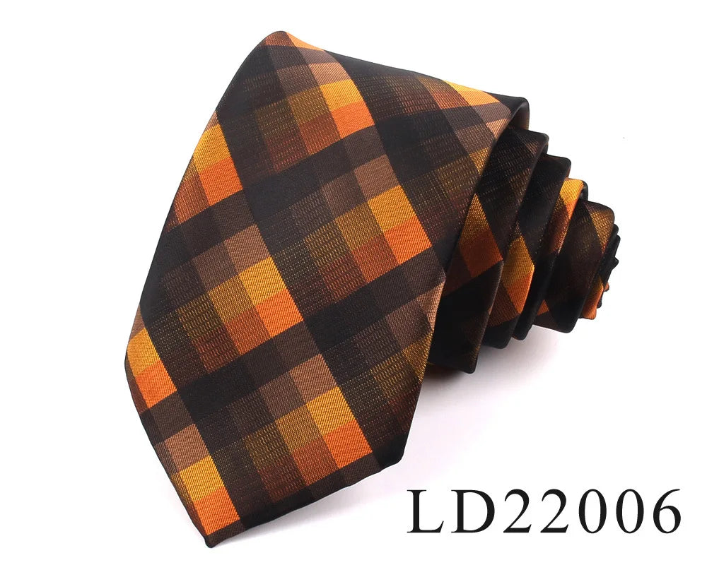 Italian Silk Tie Checked Plaid Pleated Neck Ties for Men Business 7CM Polyester Ties Business