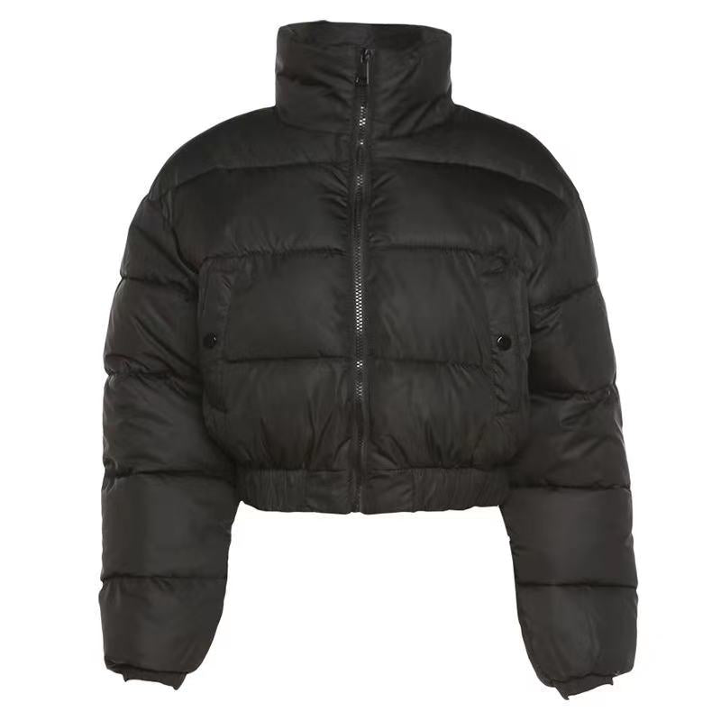 Fashion Black Bubble Coat Women's Cropped Jackets & Coats Warm Winter Clothes