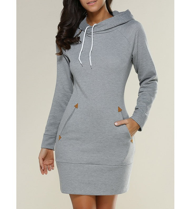Dropshipping Solid Color Hoodie Dress Women Clothes Plus Size Women's Dresses Casual Dresses