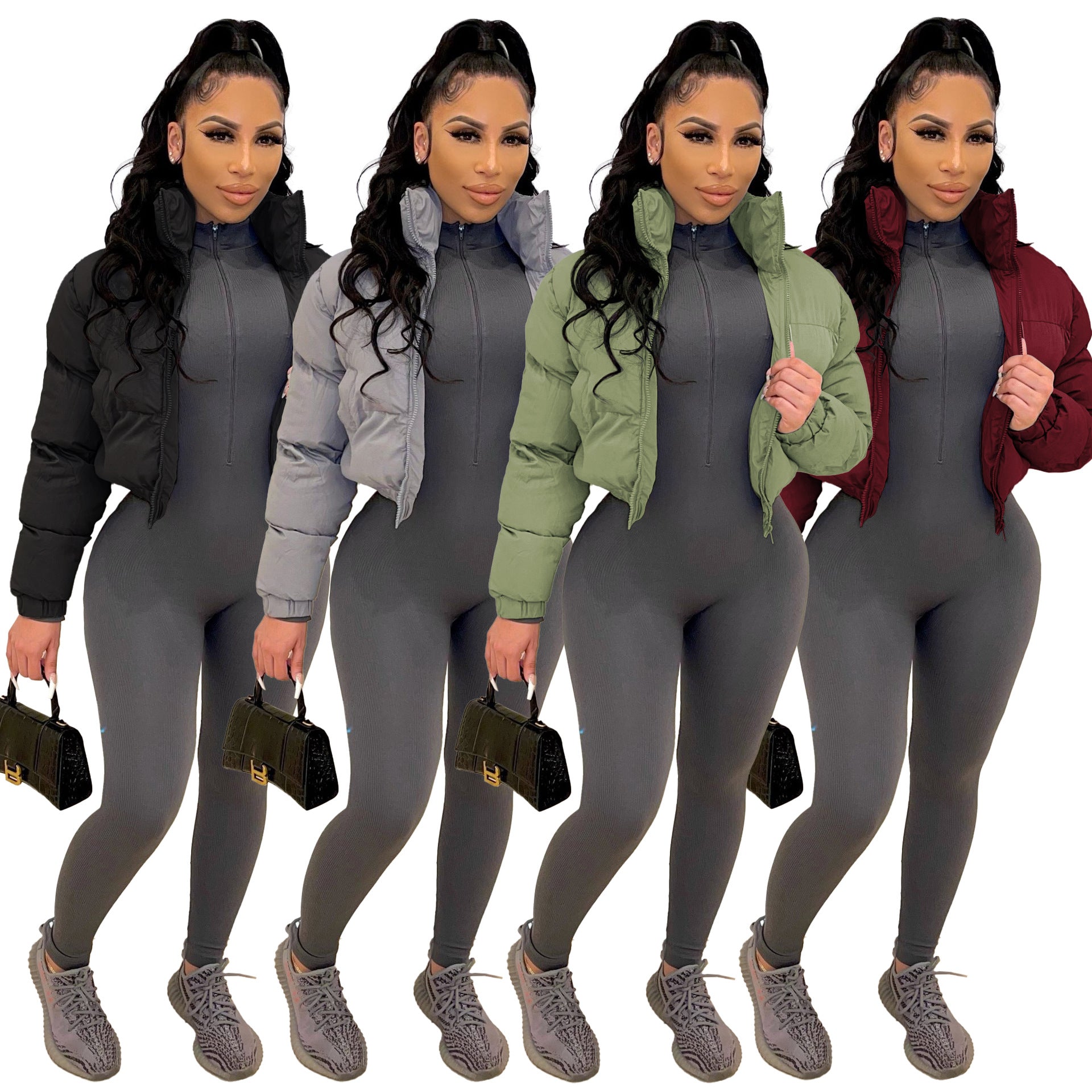 Plus Size Women's Coats Fashion Bubble Coats for Ladies Winter Trench Coat Cropped Jacket Women Clothing 2021