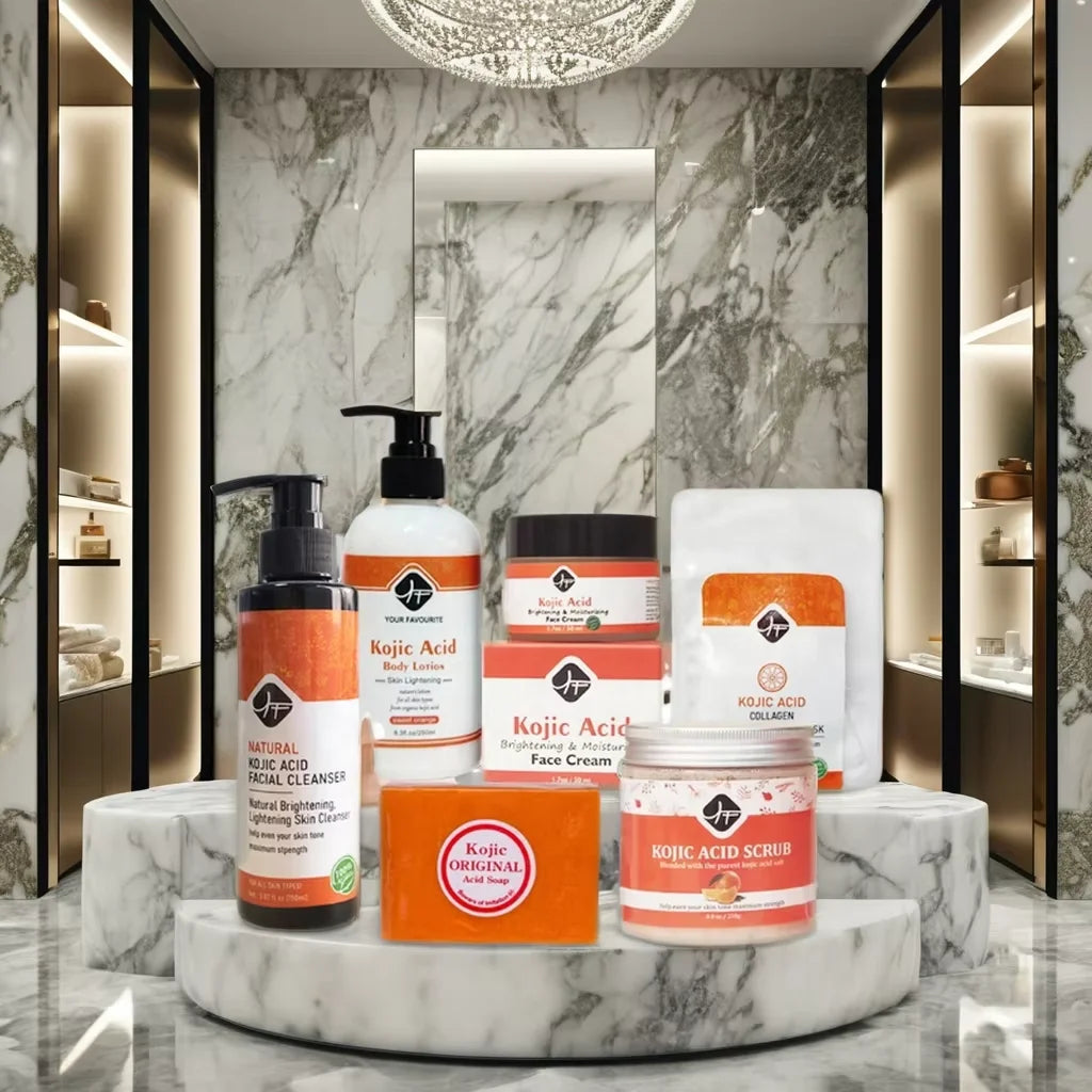 Mc06 Private Label Skin Care SET Rejuvinating FACE CREAM KOJIC Lotion Lightening Body Scrub  KOJIC AICD  Whitening Skin Care Set