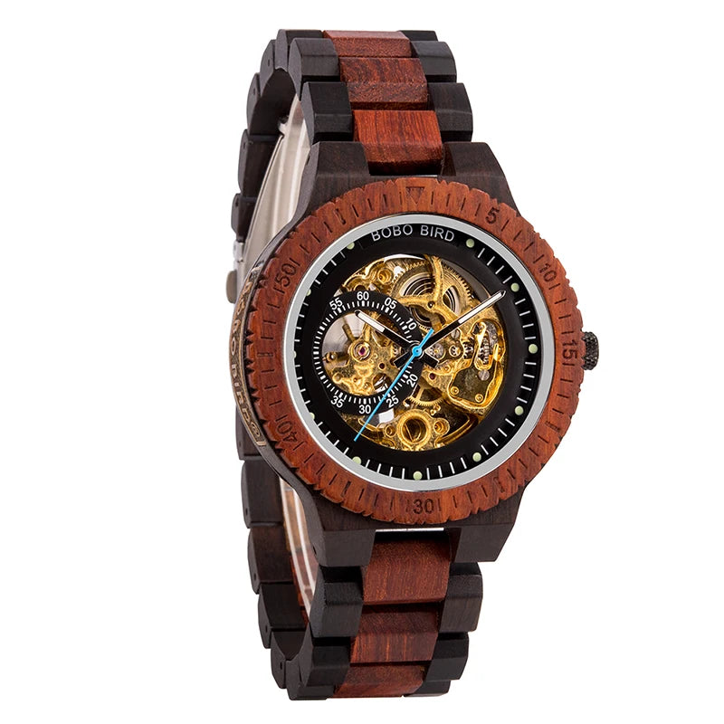Mechanical Automatic Watches Fashion Luxury Wood Art Design Unique Design Material Traceability Watches Casual Waterproof Watch