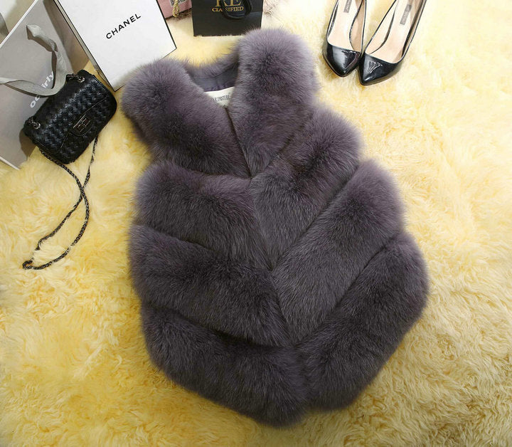 Women Fashion Coats Winter and Fall Coat Women Long Fur Coat Faux Fox Fur Vest