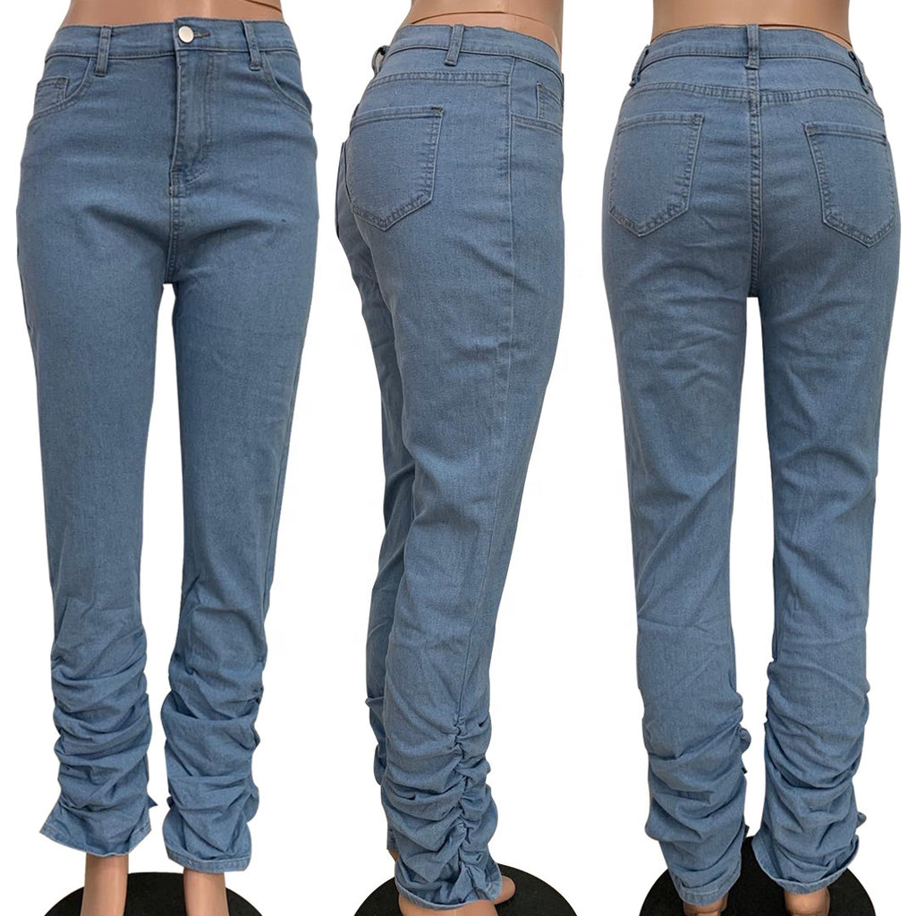 Fashion Streetwear Ladies Jeans Trousers Stacked Jeans Pant Denim Women Jeans