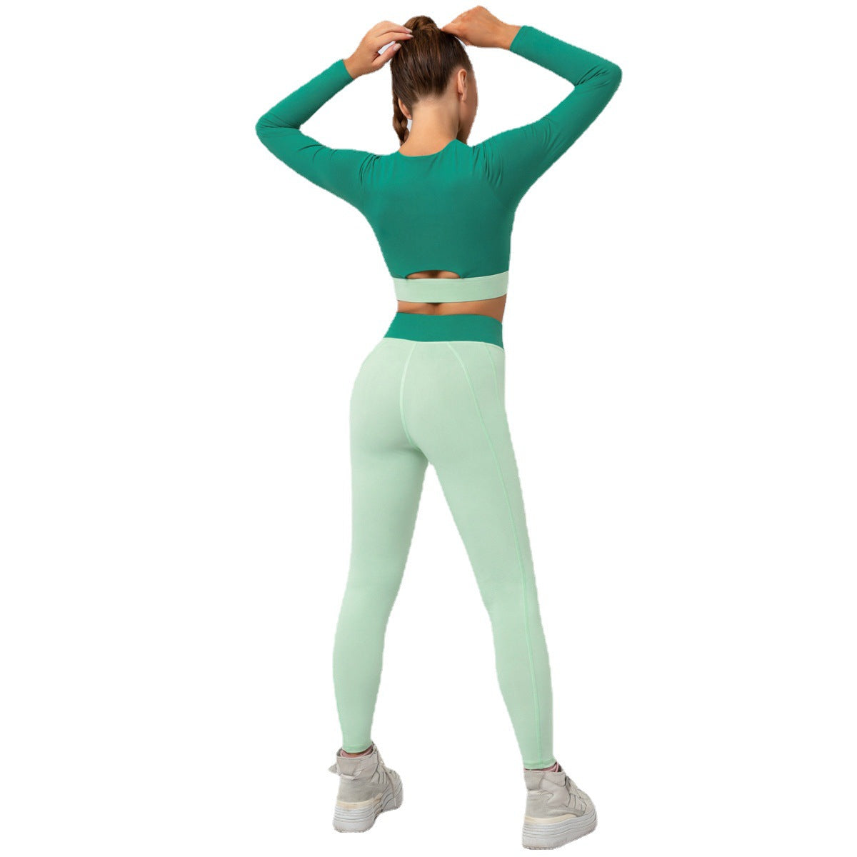 Womens Candy Color Wicking Tights Seamless Gym Activewear Sport Two Piece Set Workout Clothes for Ladies Suit