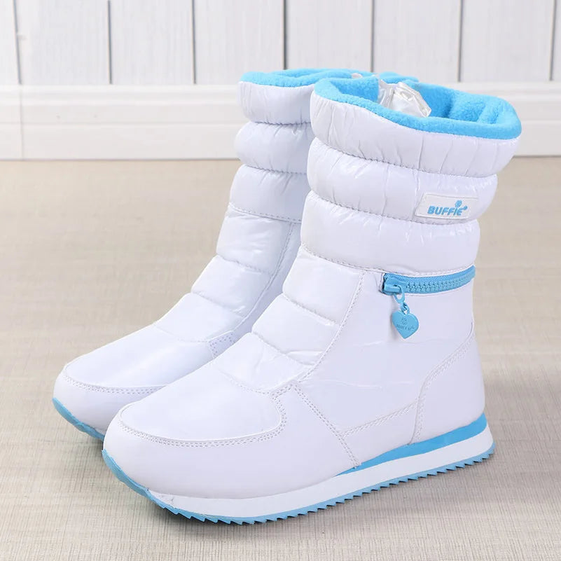 Women Winter Boots Lady Warm Shoes Women's Snow Boot Inside Mixed Natural Wool Solid Color White Winter Boots