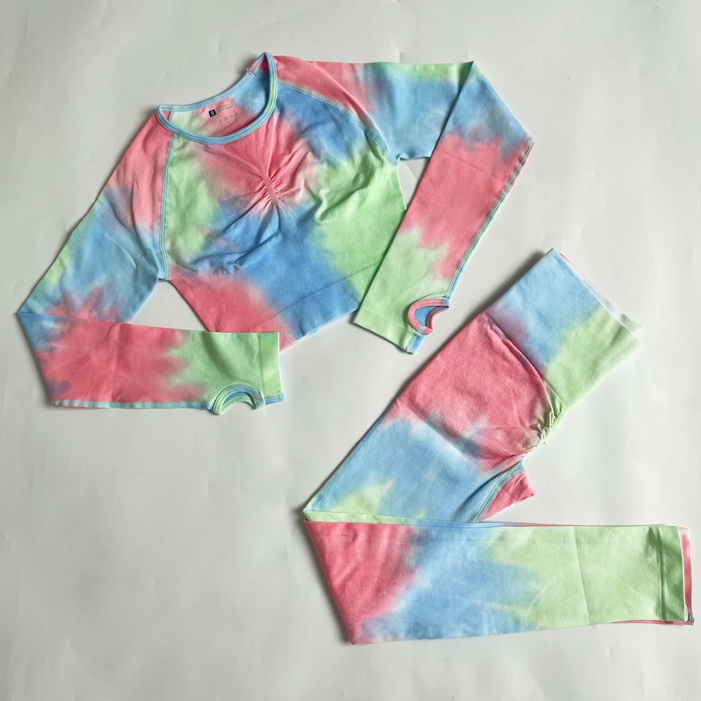 Woman Yoga Wear Sexy Women's Tie Die Set Activewear Set Sports Bra Running Leggings Tie-Dye Yoga Set