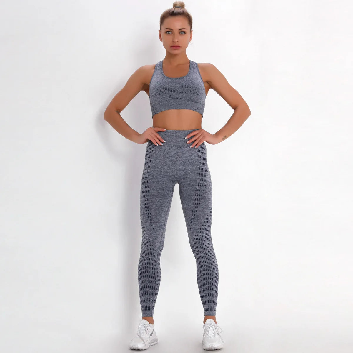Women Breathable Slim Fit Seamless Yoga Set Fitness Workout Activewear Gym Sets