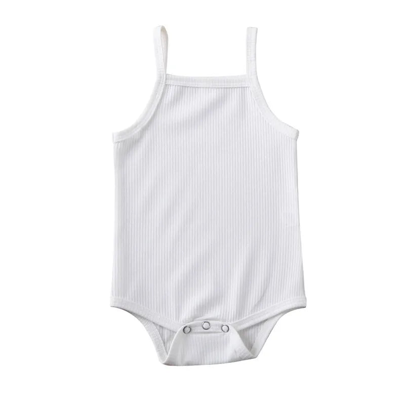 0-18Months Unisex Baby Summer Bodysuit Baby Boy Solid Pink White Green Jumpsuit for Newborn Girls Sleeveless Playsuit Clothes