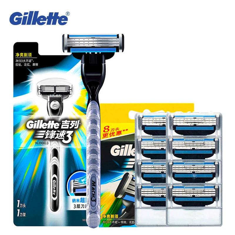 Gillette Mach 3 Shaving Razor Blades for Men'S Face Replaceable Sharp Shaver Razor Blade Mach3 Cassette Shaving Blade Refill