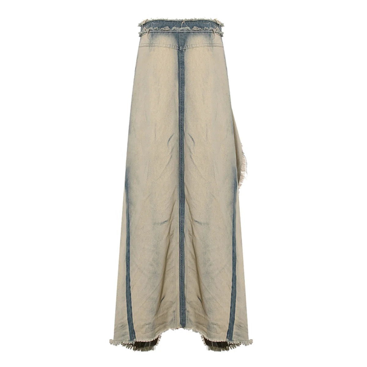 OUDINA the New Splice Lady Long Skirt Fade Classical Women Denim Skirts Asymmetric Unique Women's Skirts