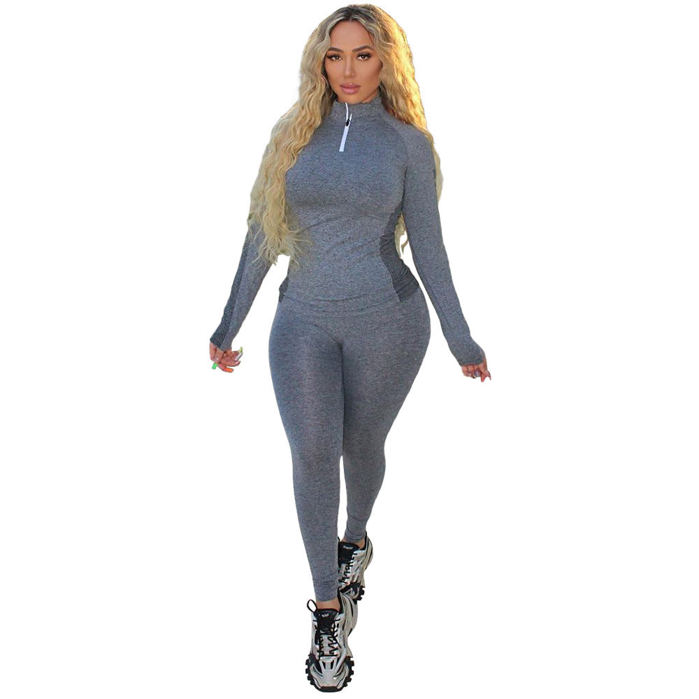 YD Comfortable Popular Activewear Sportswear Ladies 2 Piece Set Women Skinny Patchwork Gym Fitness Sets With Zipper