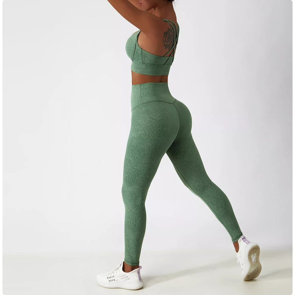 Women's 2 Piece Tracksuit Workout Outfits High Waist Leggings Stretch Sports Bra Yoga Activewear Set