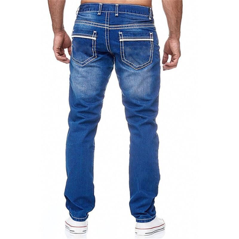 Straight Jeans Men Washed No Hole Jean Spring Summer Boyfriend Jeans Streetwear Loose Casual Designer Long Denim Pants Trousers