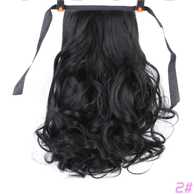 Allaosify Brown Black Heat Resistant Synthetic Hair Extensions Pony Tail Hair Extensions Drawstring Ponytail 12" Hair Extensions