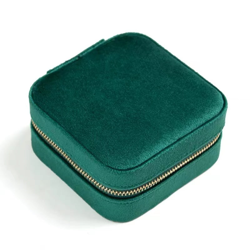 Travel Jewelry Box Ladies Velvet Jewelry Storage Box Zipper Travel Jewelry Organizer